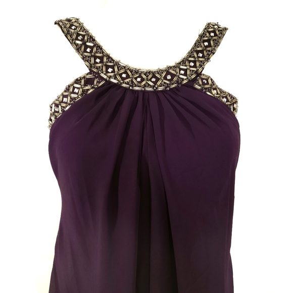 Scarlett Nite Purple Chiffon A-Line Dress Size 12 - Picture 2 of 11